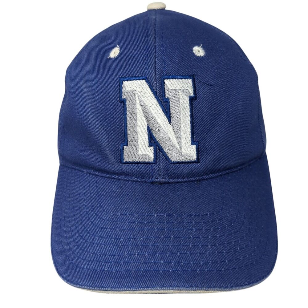 Letter N Strapback Hat Blue One Size Adjustable Outdoor Cap 6 Panel